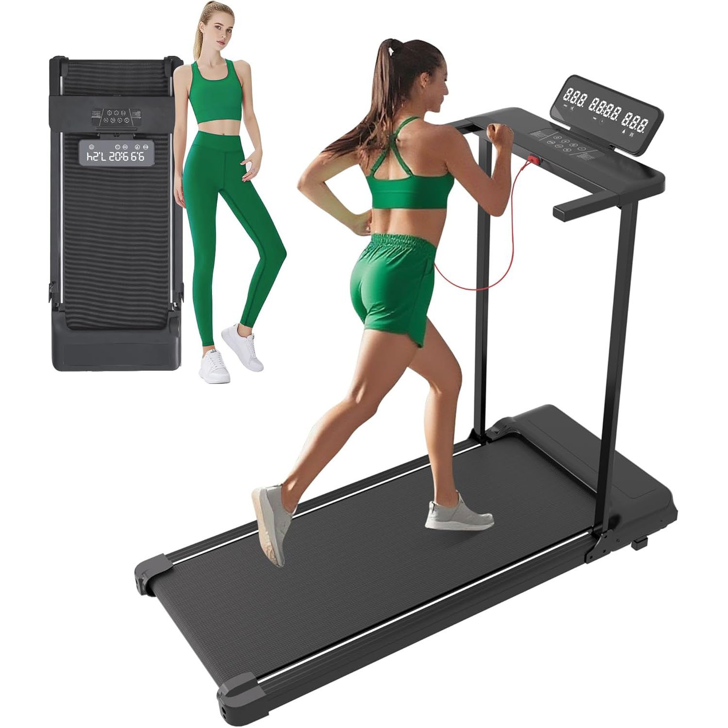 HevGlrm Walking Pad with Handle Bar