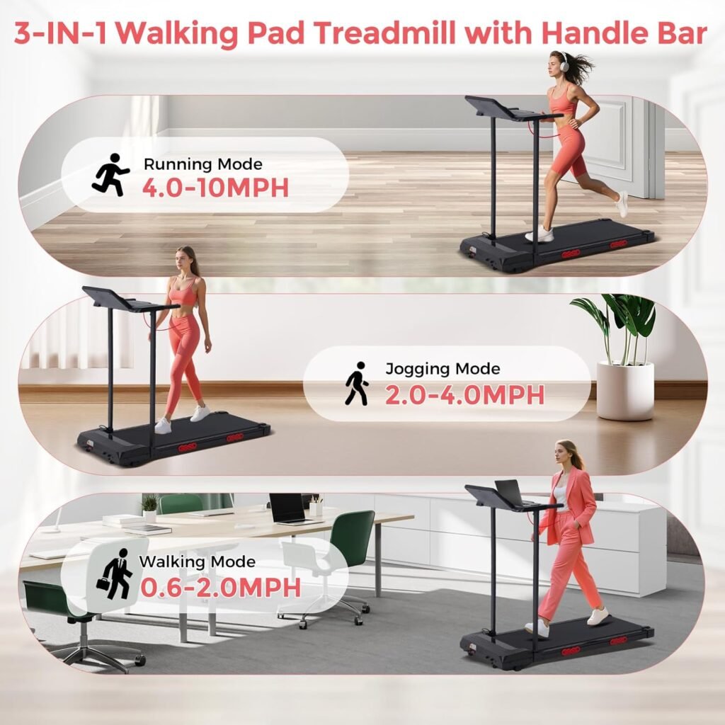 HevGlrm 3-in-1 Walking Pad with Handle Bar